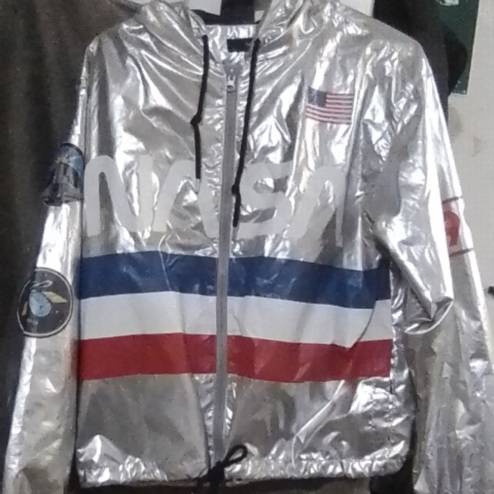 NASA Silver Jacket with Flag and Patches